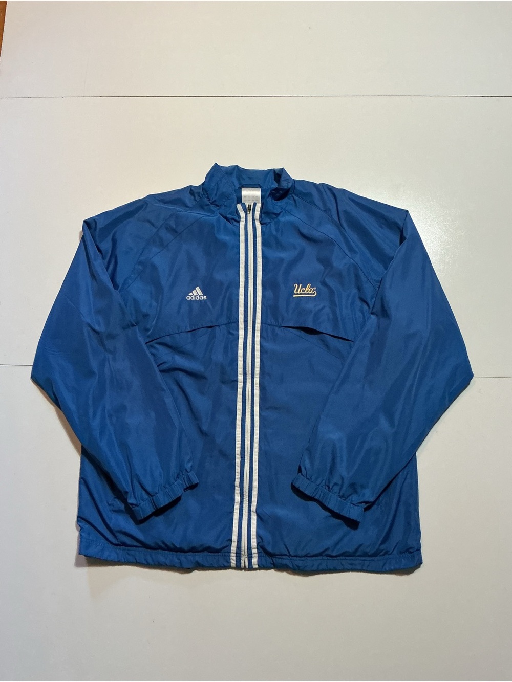 Adidas UCLA Bruins Sideline Coach Windbreaker Warm Up Full Zip Blue Track Jacket